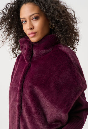 Faux Fur Funnel-neck Boxy Vest