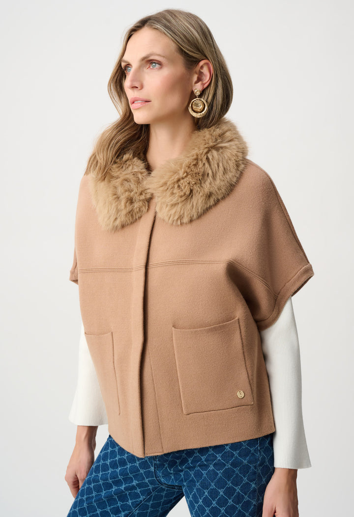 Short Cape With Fur Collar
