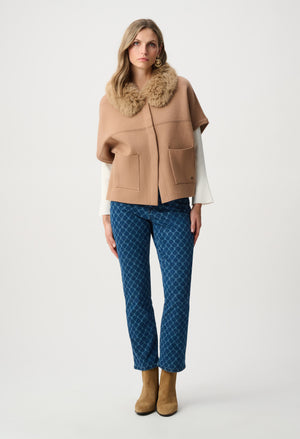 Short Cape With Fur Collar