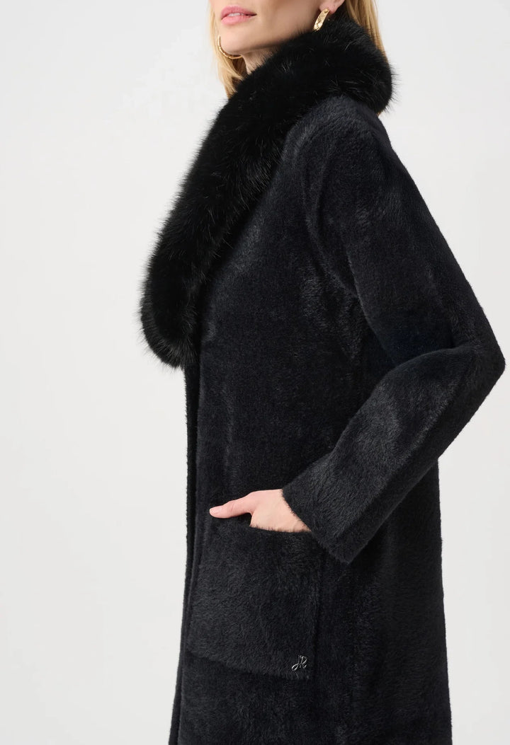 Open-front Fur Collar Coat
