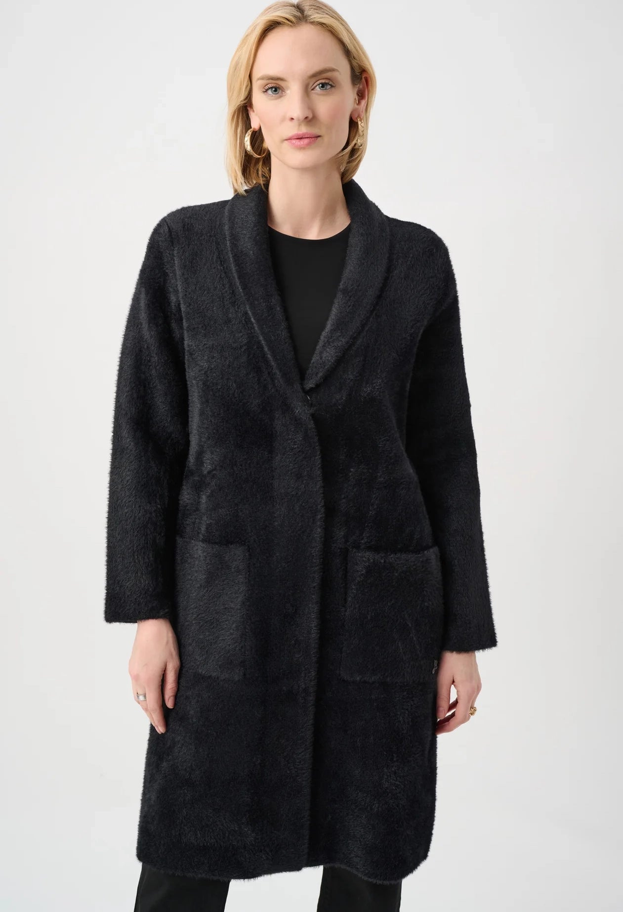 Open-front Fur Collar Coat