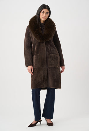 Open-front Fur Collar Coat
