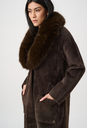 Open-front Fur Collar Coat