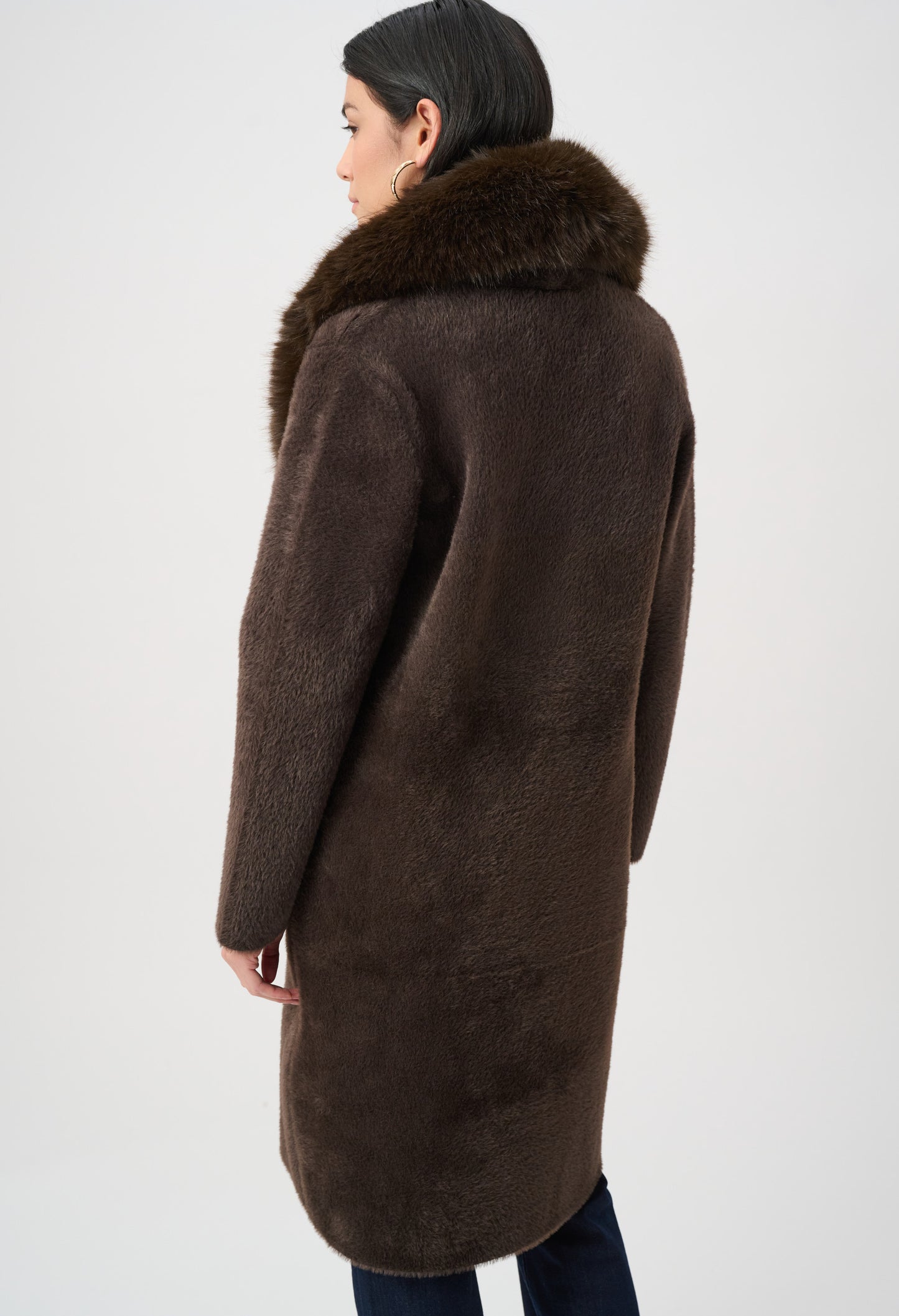 Open-front Fur Collar Coat
