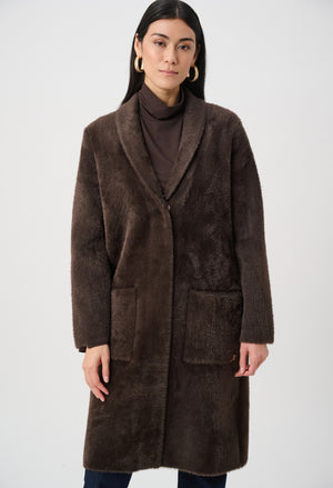 Open-front Fur Collar Coat