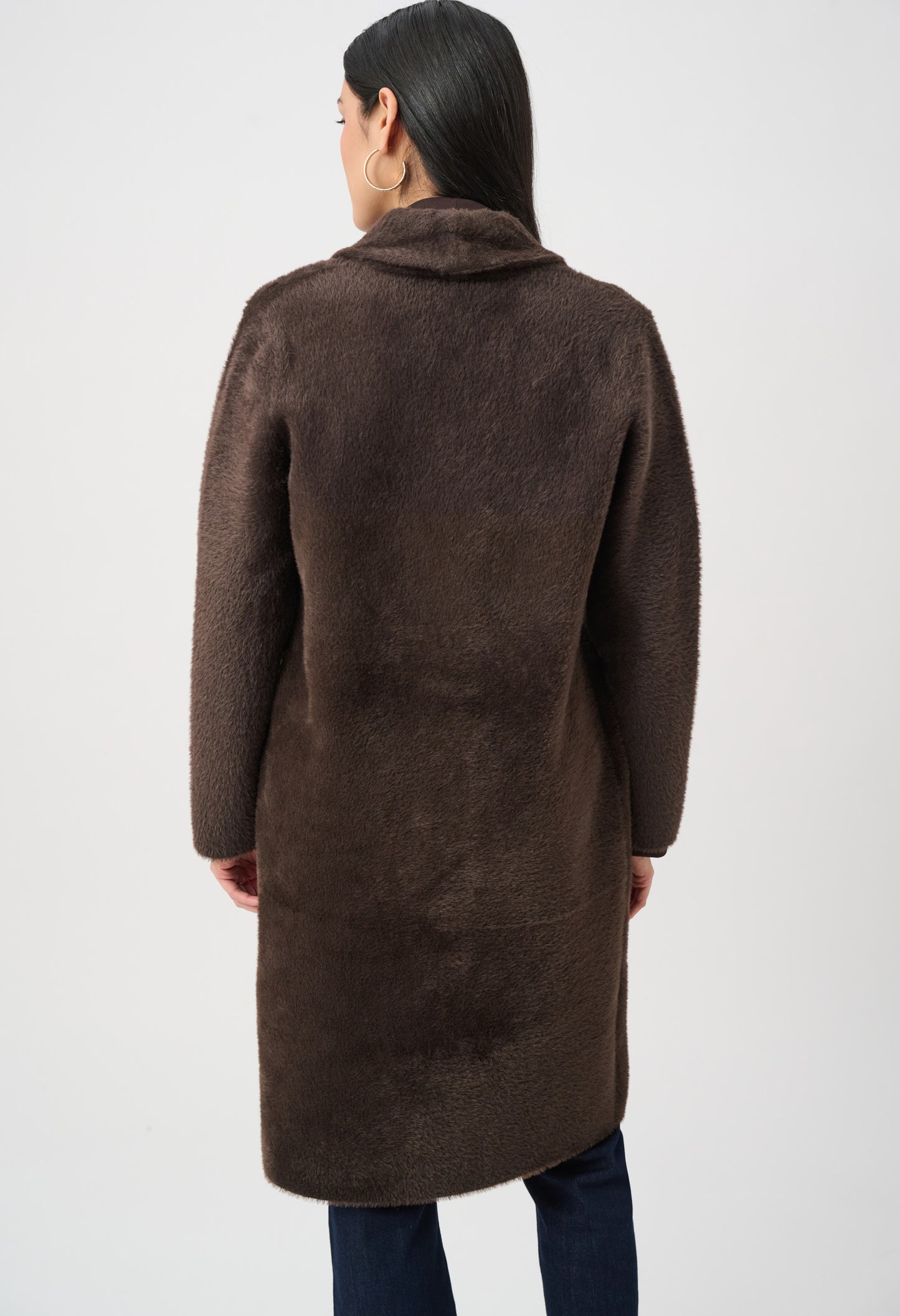 Open-front Fur Collar Coat