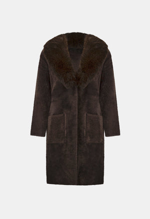 Open-front Fur Collar Coat