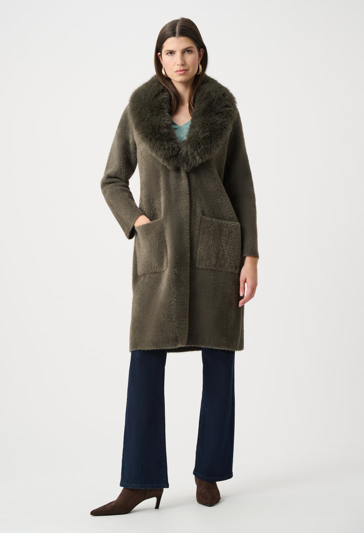 Open-front Fur Collar Coat