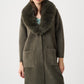 Open-front Fur Collar Coat
