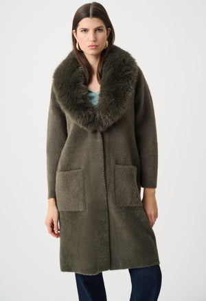 Open-front Fur Collar Coat