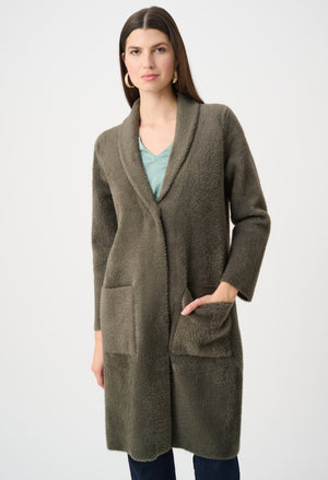 Open-front Fur Collar Coat