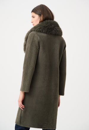 Open-front Fur Collar Coat