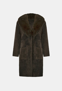 Open-front Fur Collar Coat