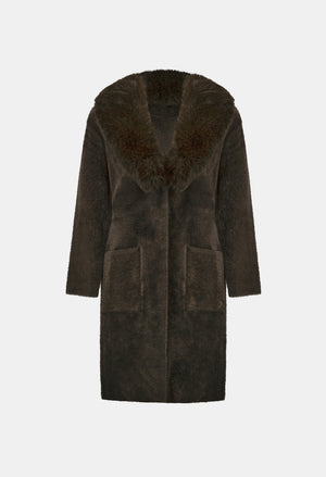 Open-front Fur Collar Coat