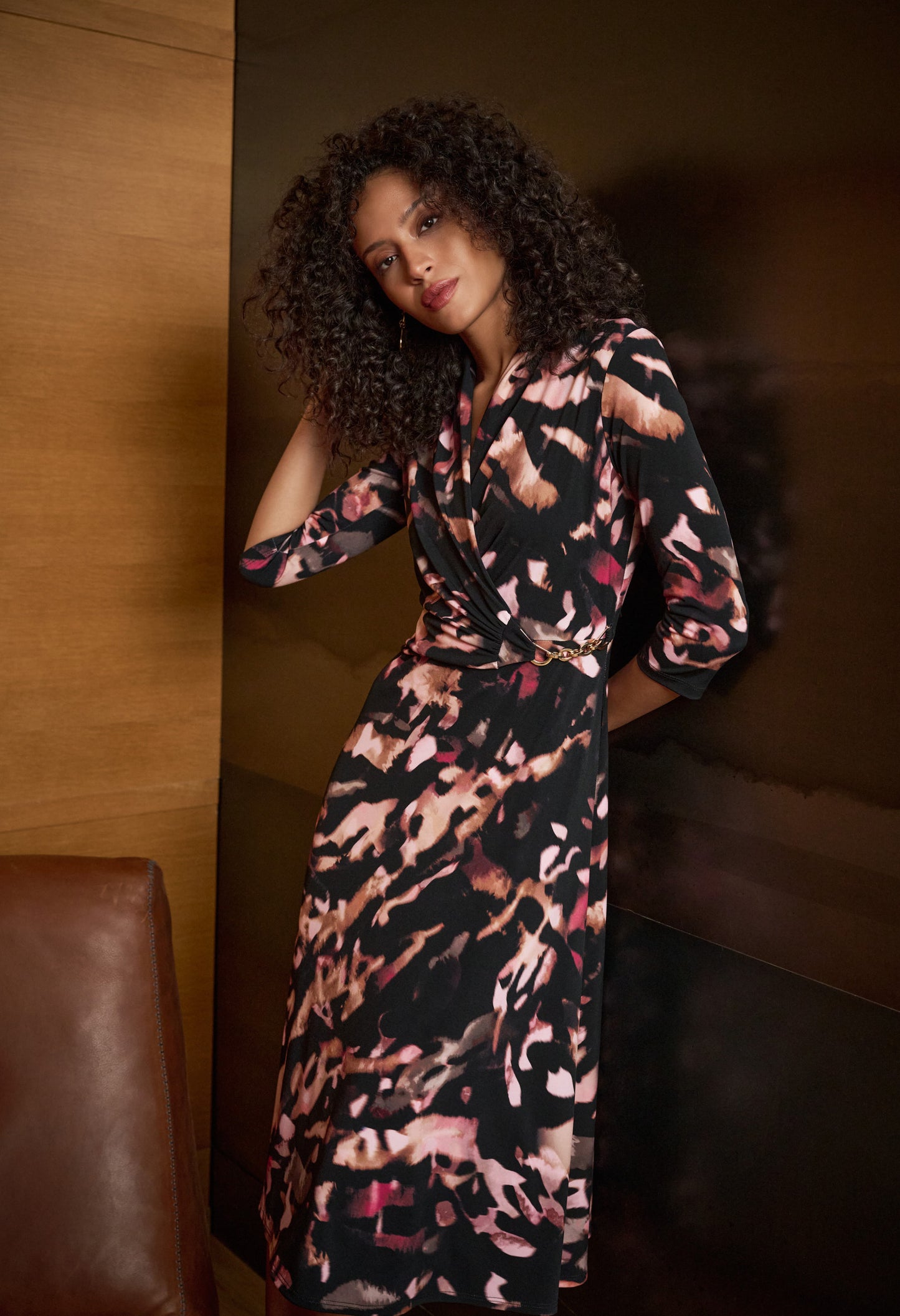 Knee-length Wrap Dress