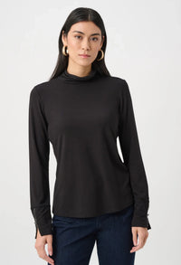 Jersey Fitted Mock-Neck Top