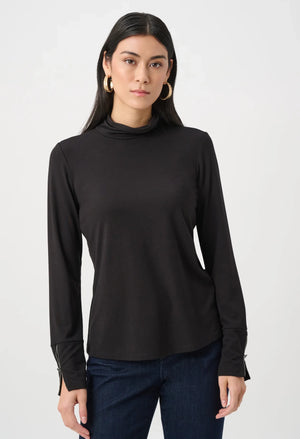 Jersey Fitted Mock-Neck Top