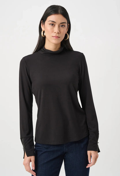 Jersey Fitted Mock-Neck Top