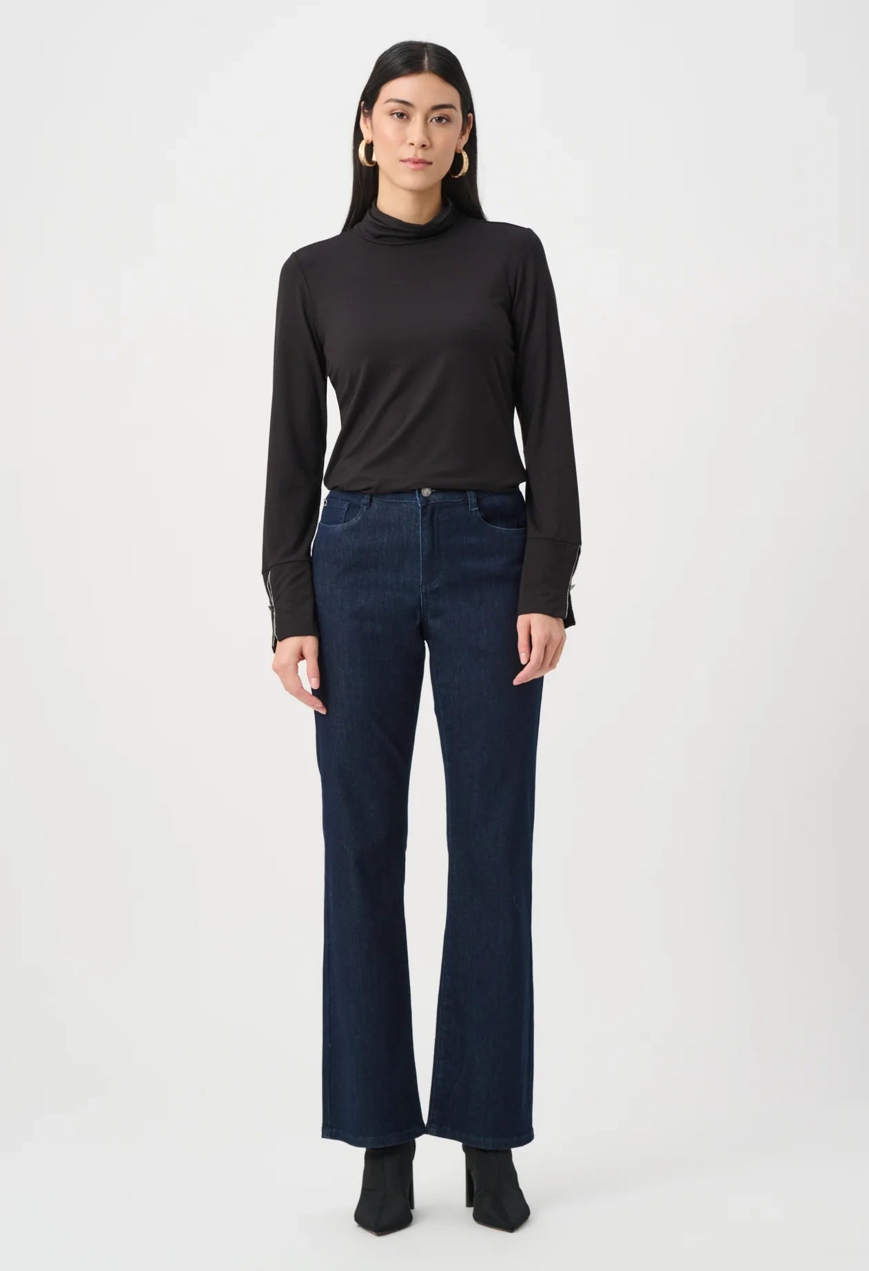 Jersey Fitted Mock-Neck Top