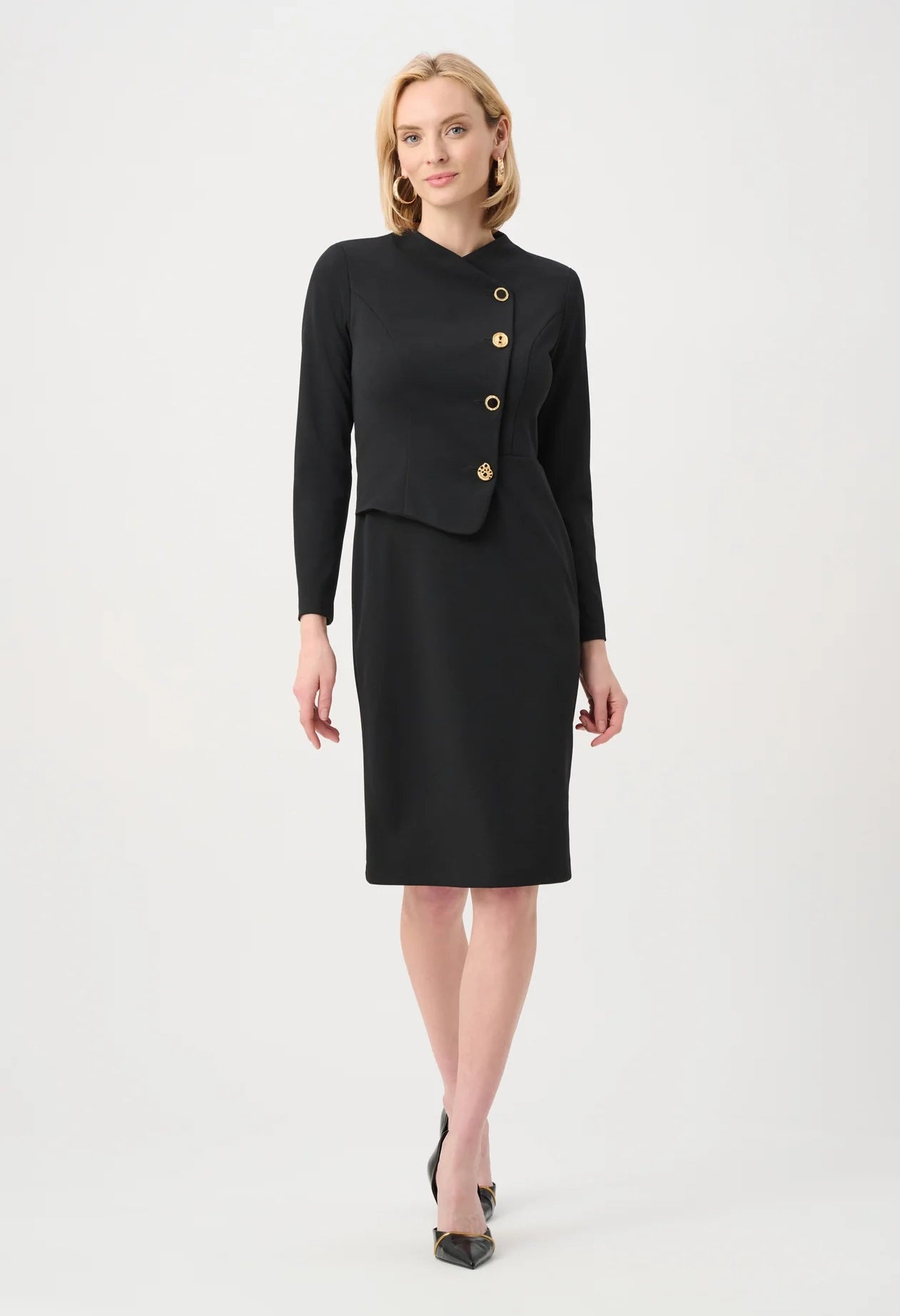 Scuba Crepe Mock-Neck Sheath Dress
