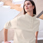 Scuba Jersey Funnel-neck Top