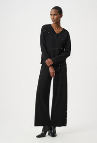 Embellished V-neck Pullover