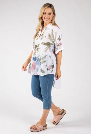 Floral Linen Look Blouse