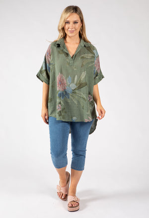 Floral Linen Look Blouse