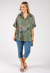 Floral Linen Look Blouse