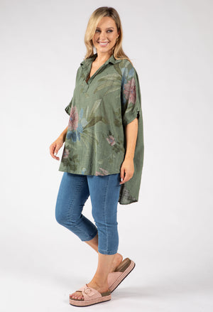 Floral Linen Look Blouse