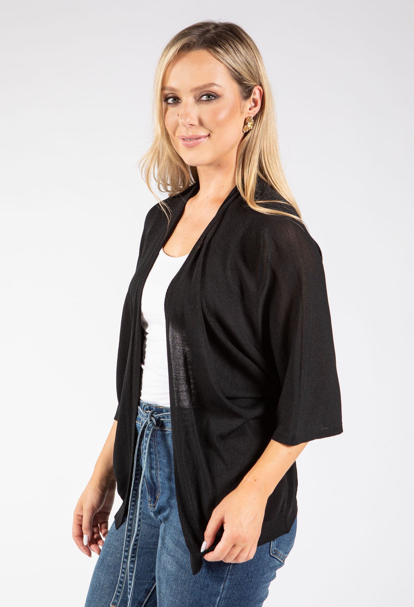 Fine Knit Open Cardigan