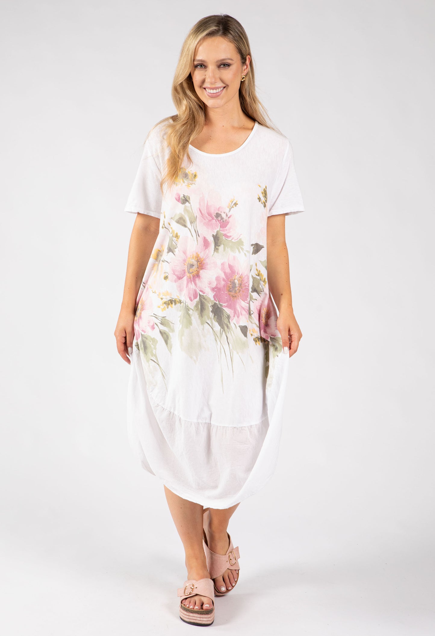 Balloon Hem Floral Dress