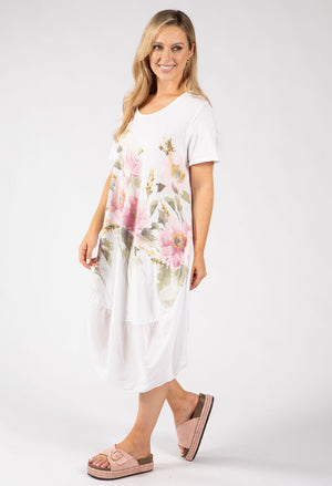Balloon Hem Floral Dress