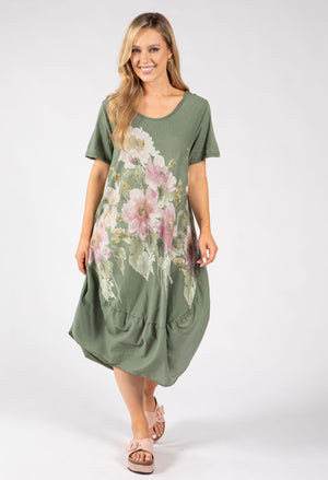 Balloon Hem Floral Dress