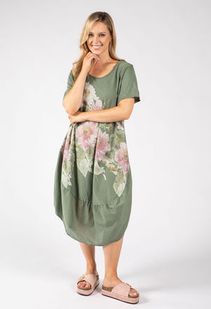 Balloon Hem Floral Dress