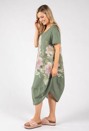Balloon Hem Floral Dress