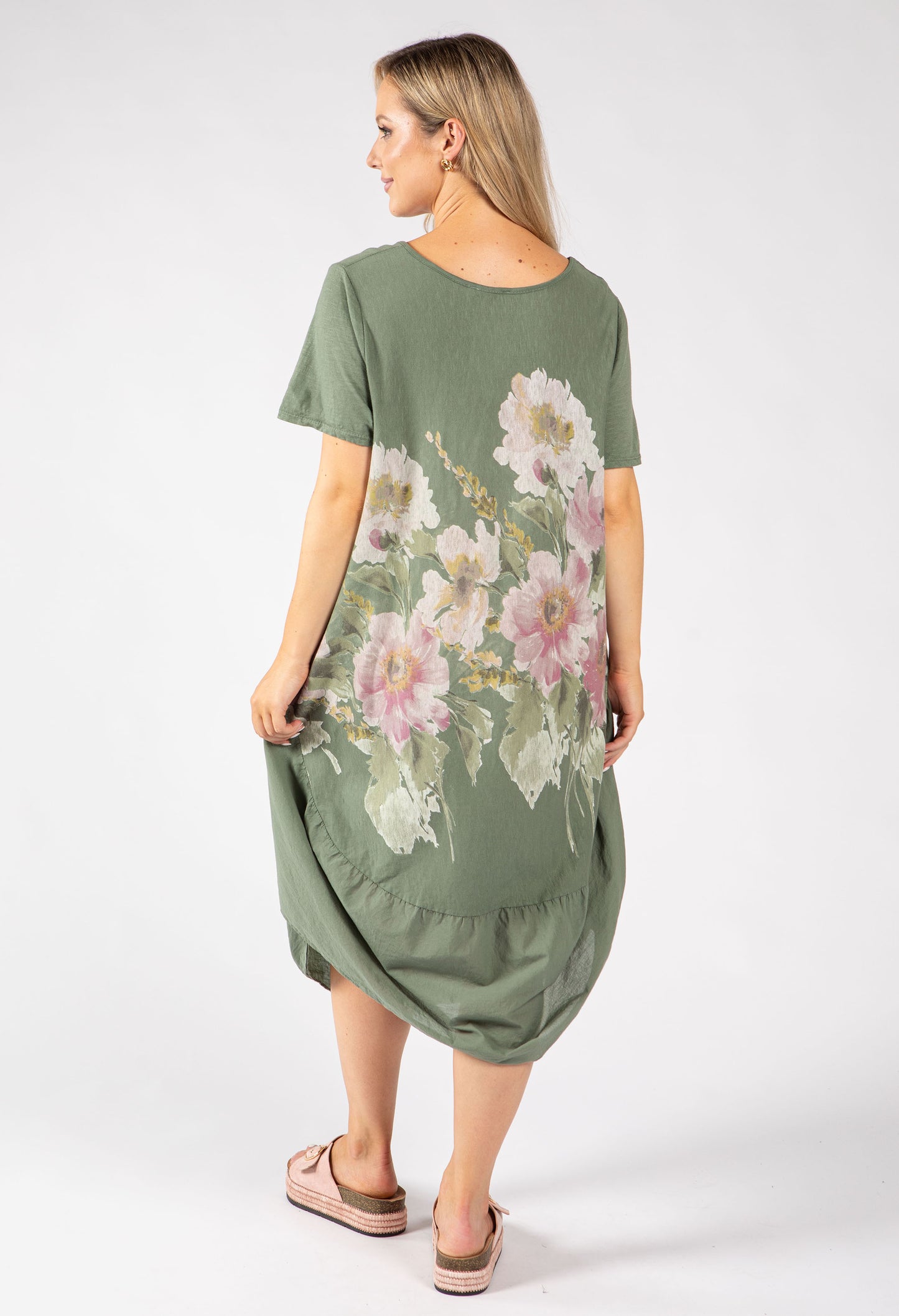Balloon Hem Floral Dress