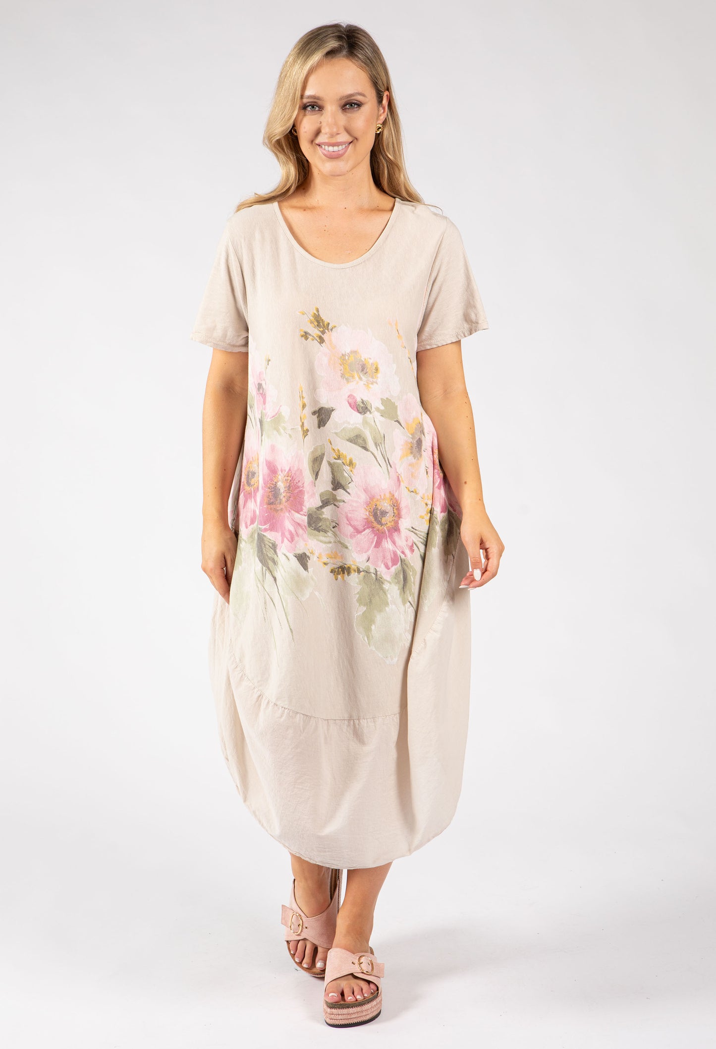Balloon Hem Floral Dress