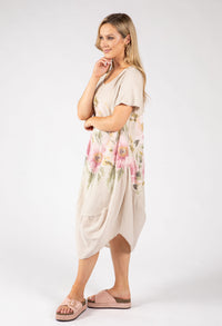 Balloon Hem Floral Dress