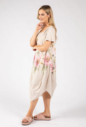 Balloon Hem Floral Dress