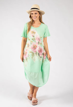 Balloon Hem Floral Dress