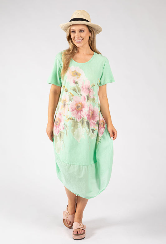 Balloon Hem Floral Dress