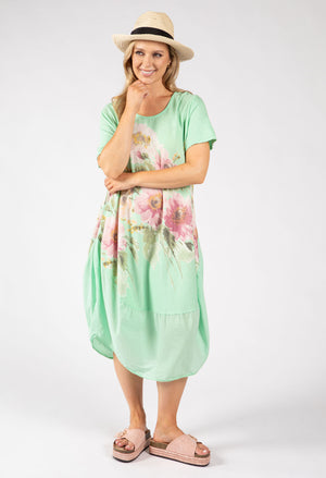 Balloon Hem Floral Dress