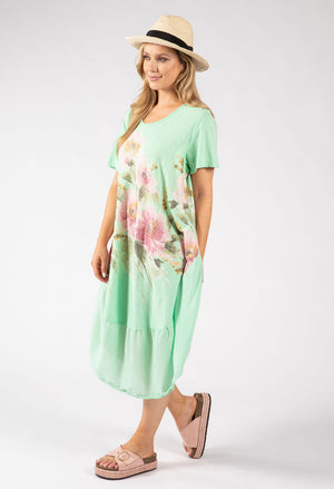 Balloon Hem Floral Dress