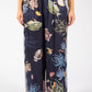 Ocean Print Wide Leg Trousers