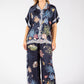 Ocean Print Wide Leg Trousers