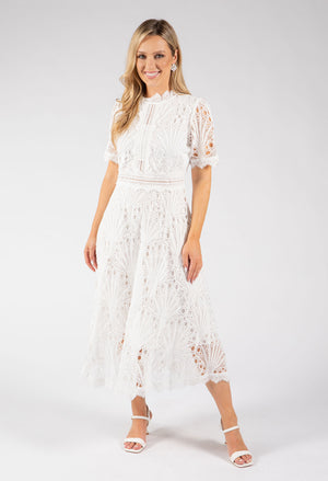 Peacock Lace Midi Dress