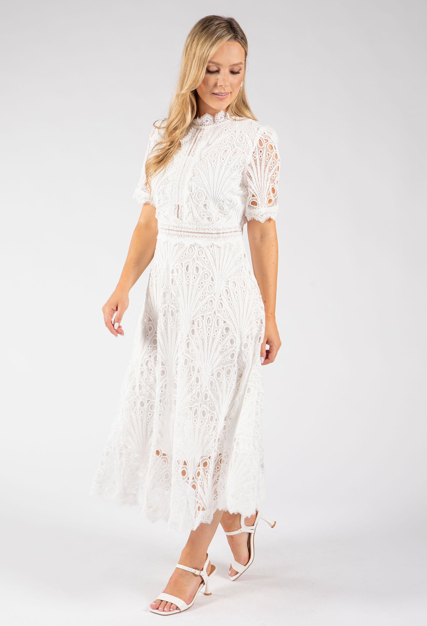 Peacock Lace Midi Dress