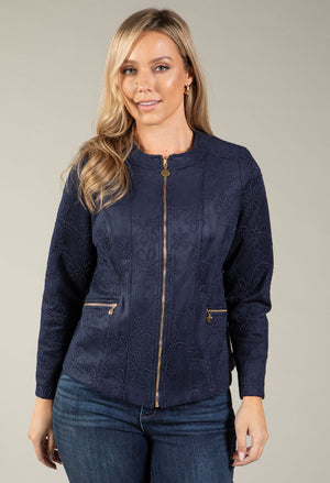 Faux Suede Jacket With Design