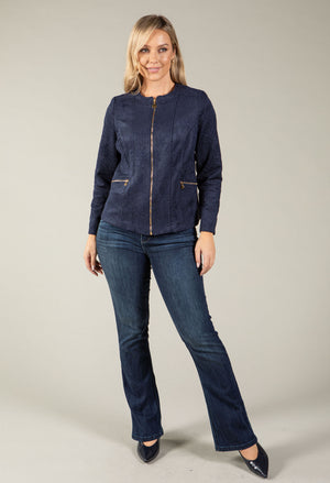 Faux Suede Jacket With Design